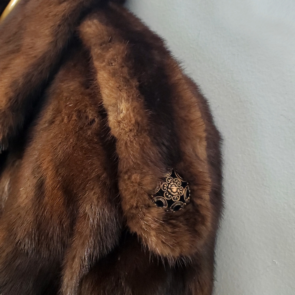 Vintage Brown Mink Real Fur Winter Short Coat - Picture 4 of 14